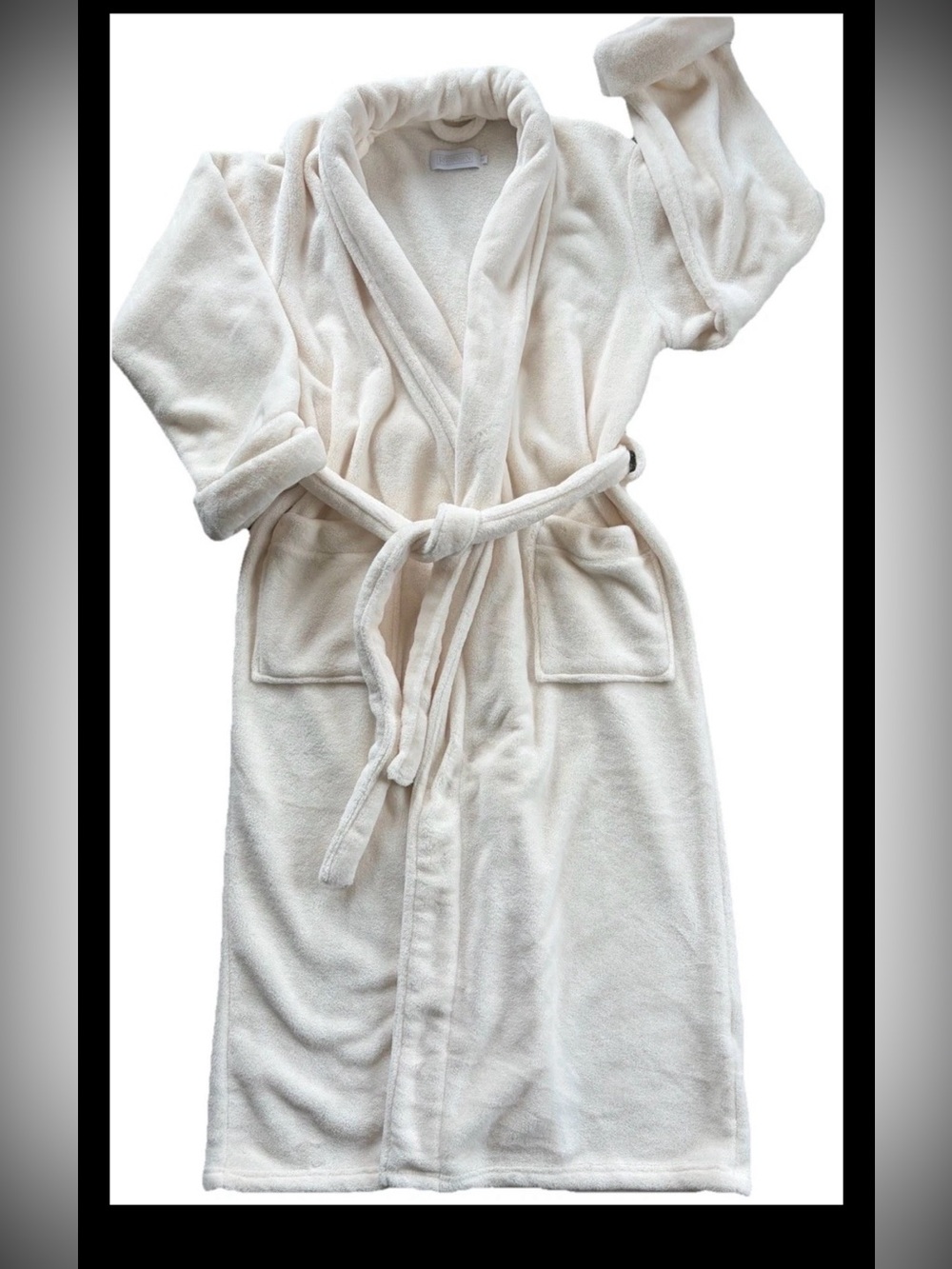 RH  Restoration Hardware Luxury Plush Robe Long MEDIUM super soft Ivory